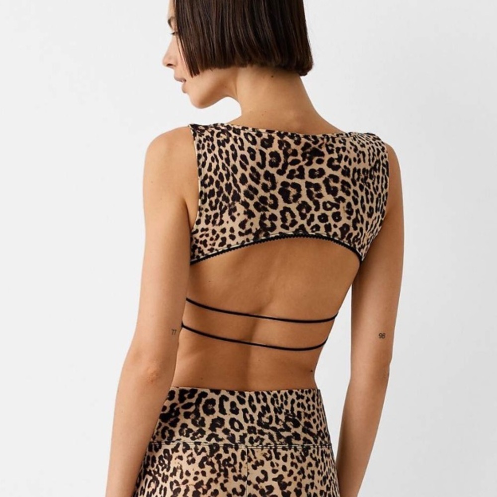 NWT Bershka leopard print open back top S